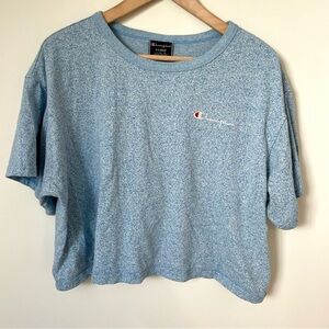 Champion Women's Cropped Tee T Shirt Cotton Size Extra Large Light Blue